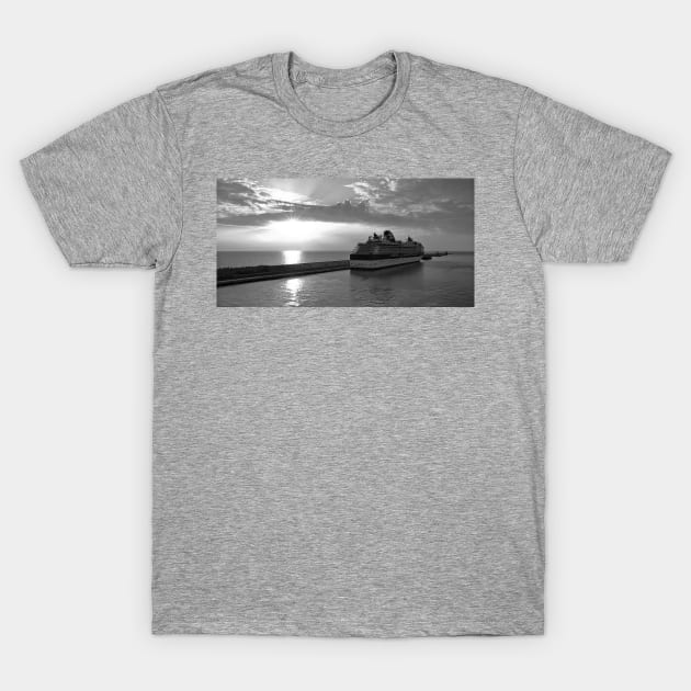 Civitavecchia Harbour - B&W T-Shirt by tomg
